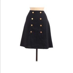 J. McLaughlin charcoal gray skirt gold buttons 8